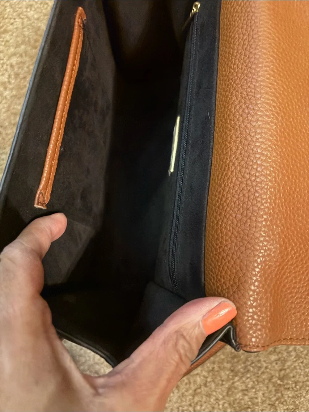 Steve Madden Brown Faux-Snakeskin Accent Satchel